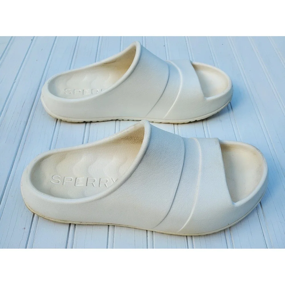 Sperry Float Slides Mens 7 Womens 9‎ Off White Cream Foam Sandals Slip On Shoes